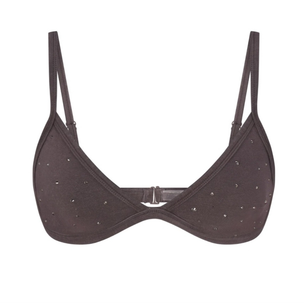 SKIMS Brown Embellished Triangle Bra
